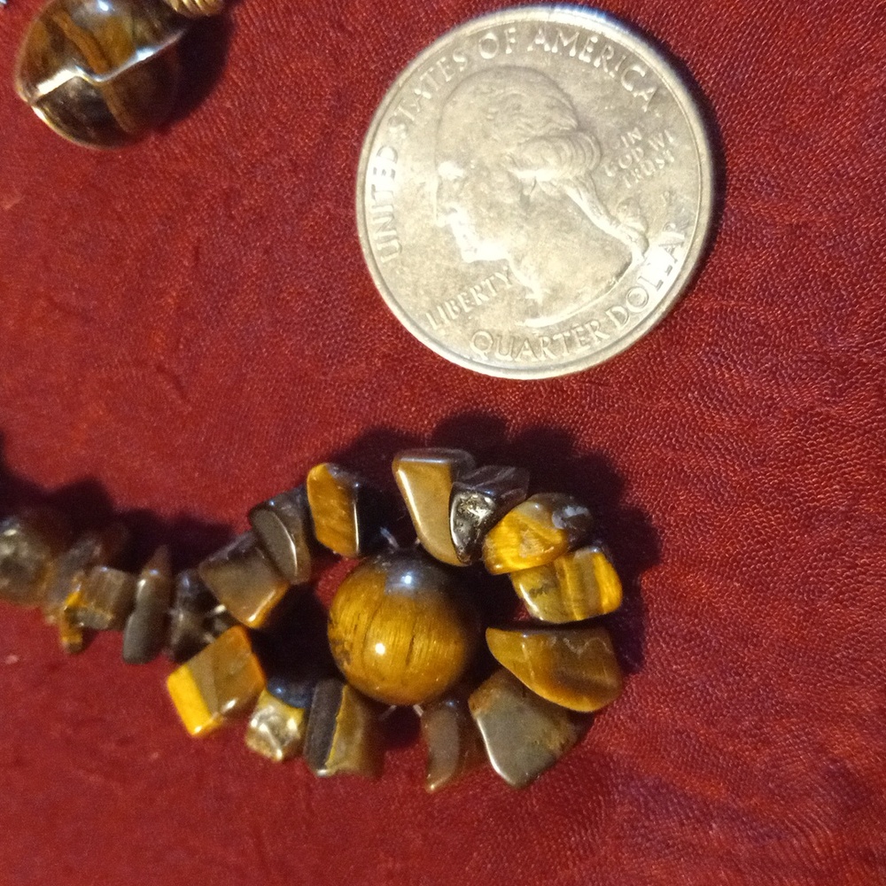 Tiger eye expandable necklace with matching earrings